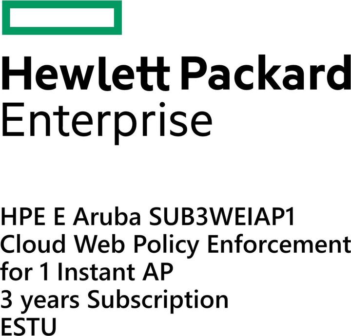 Actual product image HPE E Aruba SUB3-WE-IAP-1, Cloud Web Policy Enforcement, for 1 Instant AP, 3-years Subscription, E-STU (1 Device, 36 months)