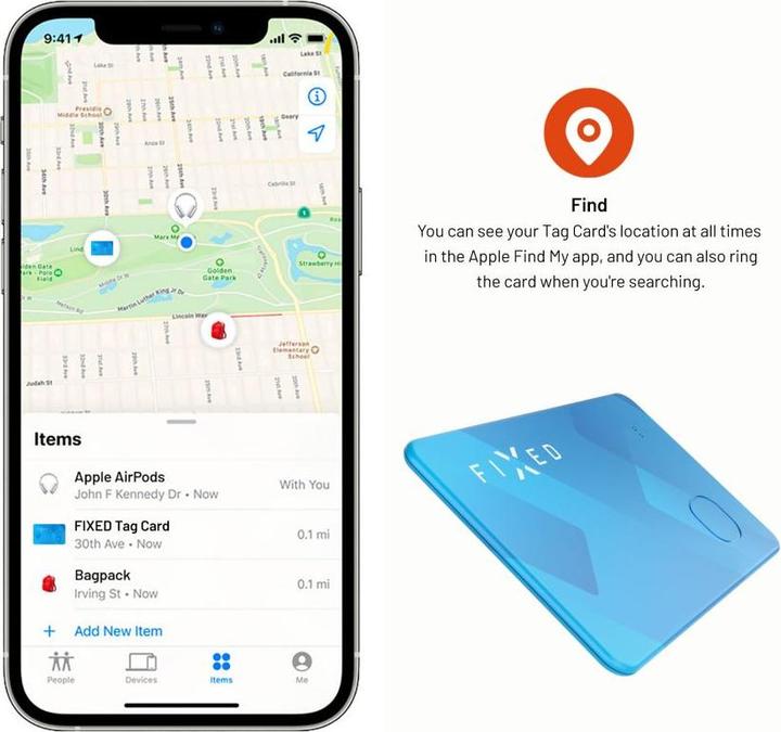 Produktbild Fixed FIXTAG-CARD-BL Bluetooth-Tracker Blau (iOS)