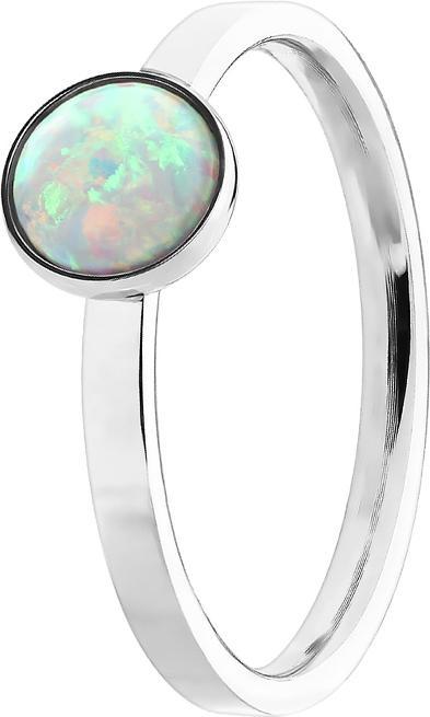 Produktbild Star Piercing Ring silber mit flachem Opal weiss (Chirurgenstahl 316L, Acrylohne Messing)