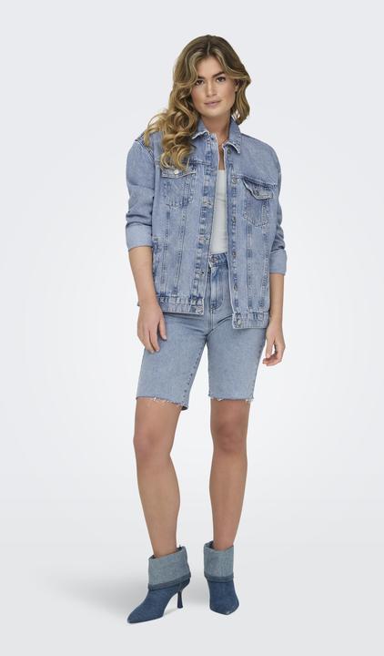 Produktbild Only Kapuze mit Kordelzug Ärmelbündchen mit Knopf Tief angesetzte Schulter Jacke Jeansjacke (XS)