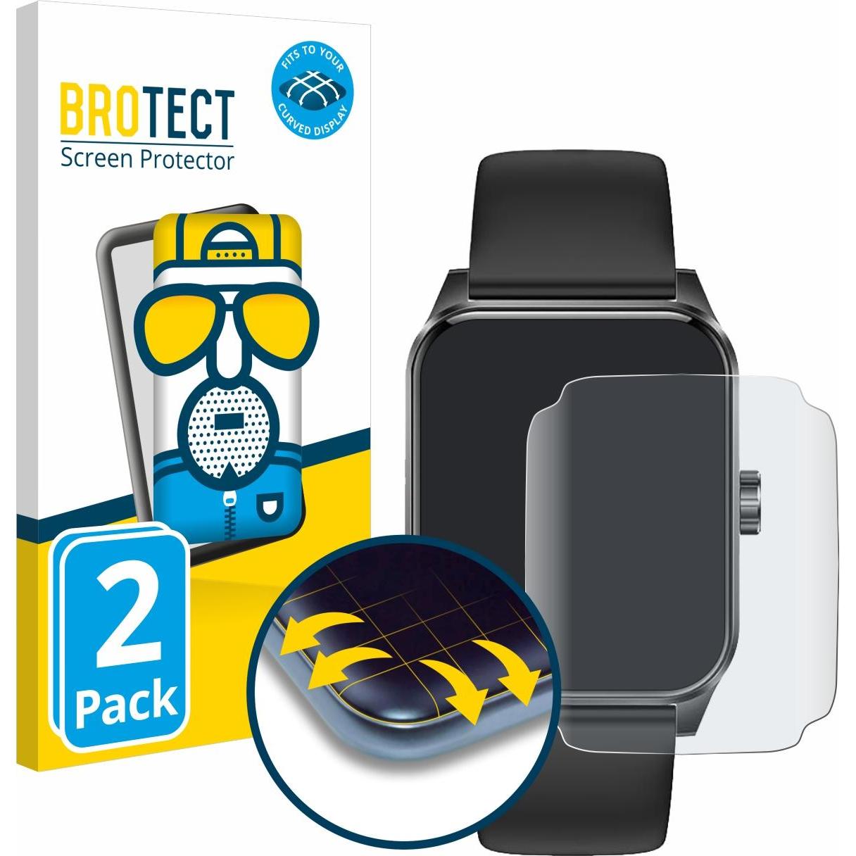 BROTECT Fullscreen Schutzfolie Displayschutz Folie Matt Entspiegelungsfolie, Smartwatch Schutzfolie, Schwarz