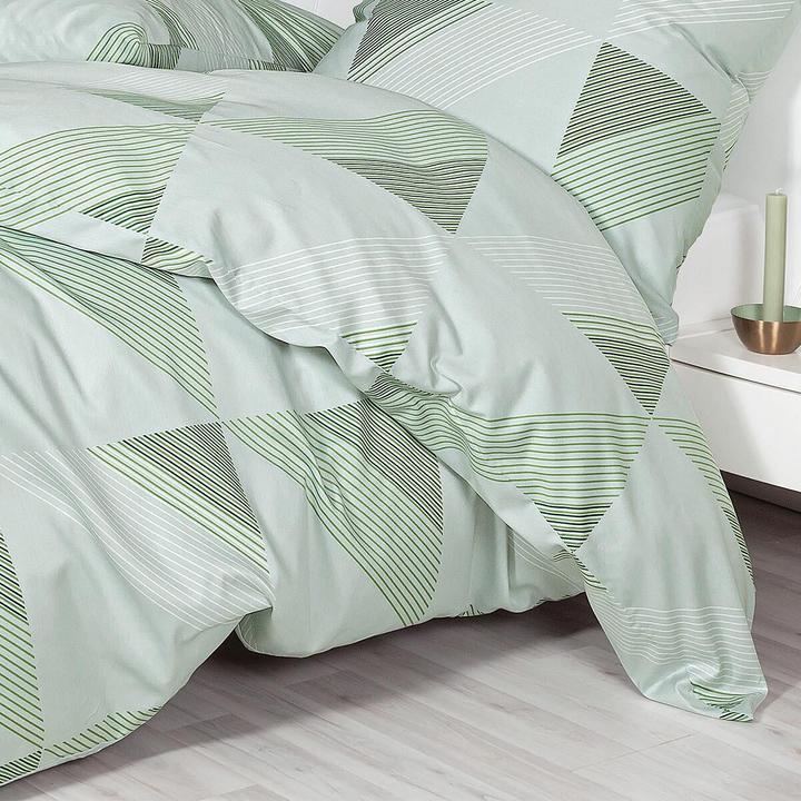 Actual product image Janine Mako-Satin Bettwäsche J.D. 87065 malachitgrün (Duvet cover, 135x200 cm, 80x80 cm)