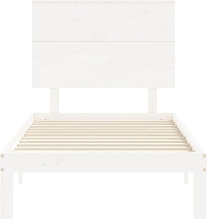 Image du produit vidaXL Massivholzbett mit Kopfteil Weiss 4FT6 Double (135 x 190 cm)