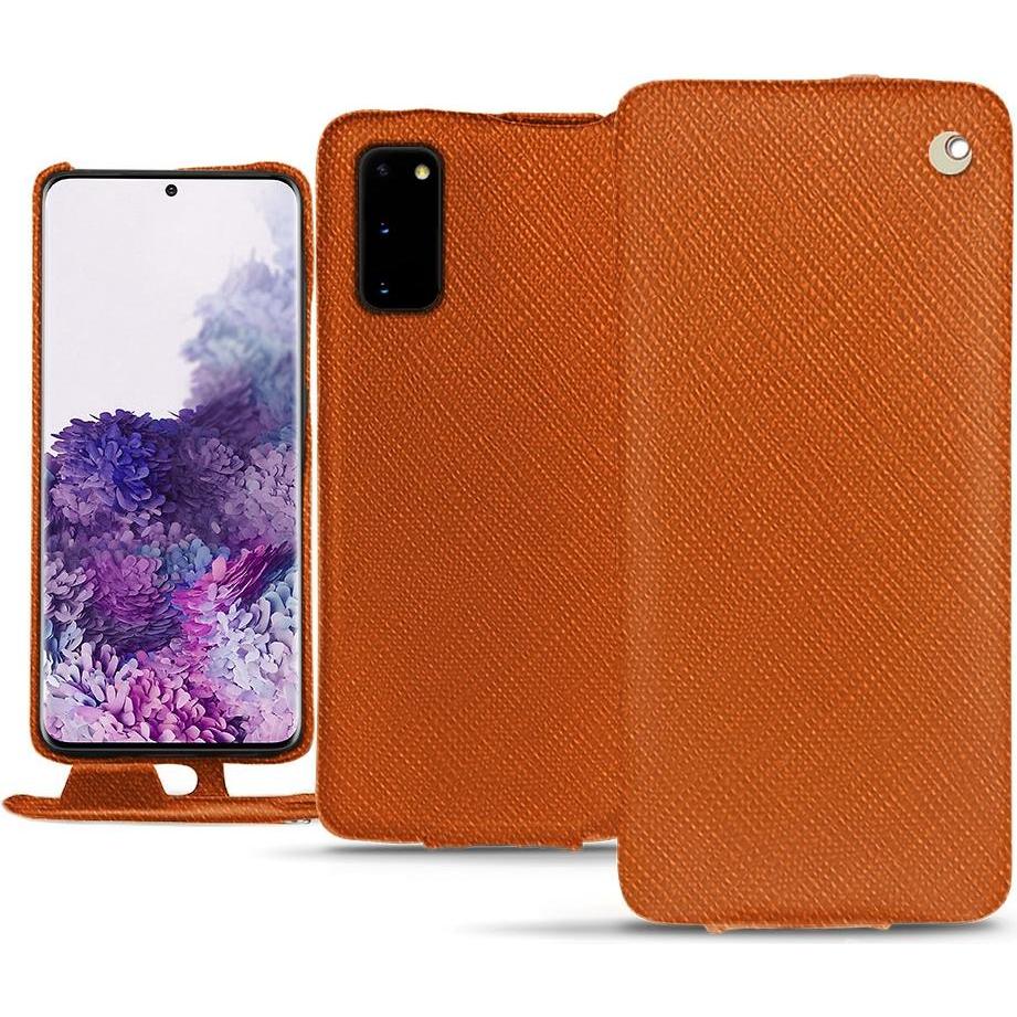 Noreve Lederschutzhülle vertikal (Samsung Galaxy S20), Smartphone Hülle, Orange