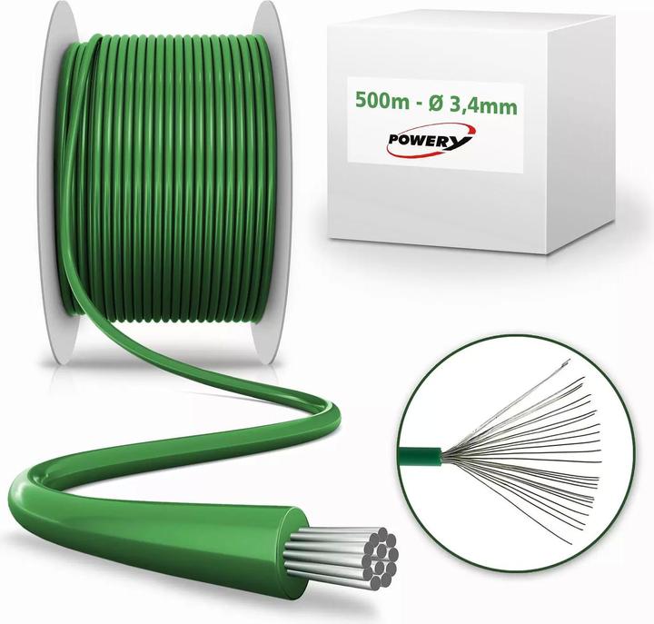 Produktbild AccuCell 500m Begrenzungskabel kompatibel mit Mähroboter Gardena, Husqvarna Automower 3,4mm (Mähroboter Garage)