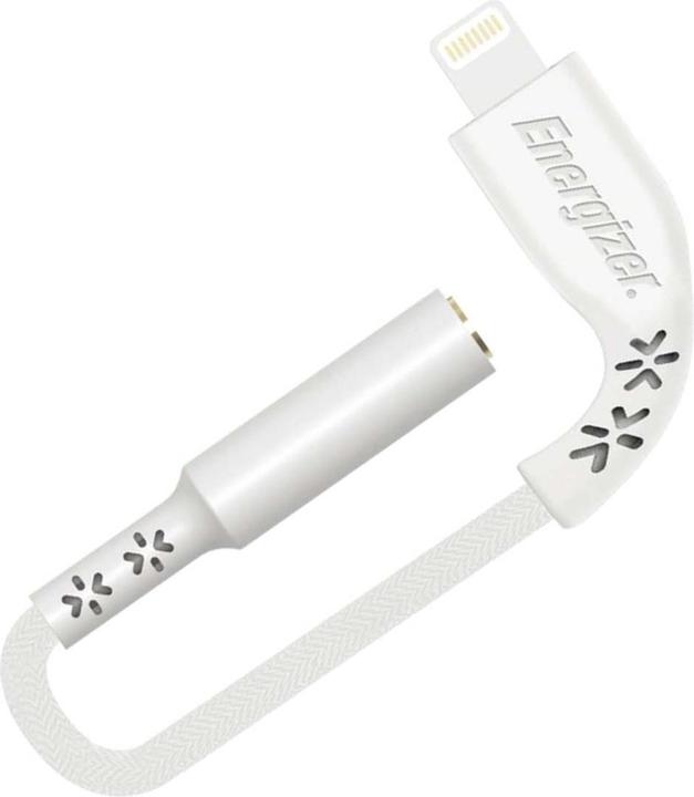 Actual product image Energizer HardCase AV adapter - Lightning to 3.5 mm jack audio adapter MFi 11 cm ROW-certified (white)