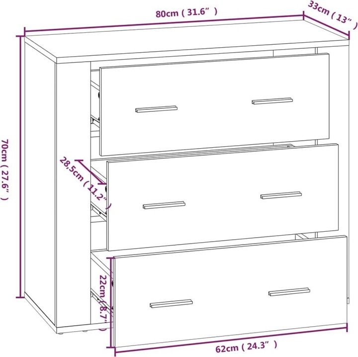 Image du produit VidaXL Steven (80 x 33 x 70 cm)