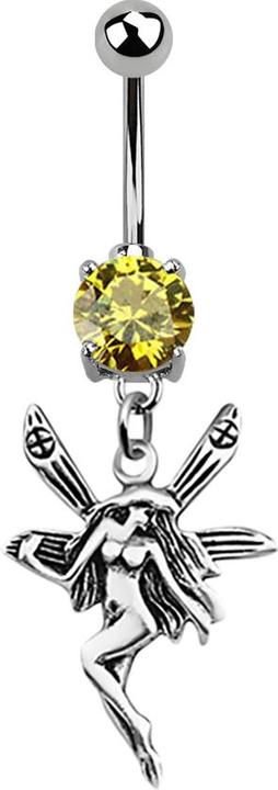 Image du produit Star Piercing Banane argent avec pendentif fée jaune (sans laiton, Argent sterling 925, Acier chirurgical 316L)