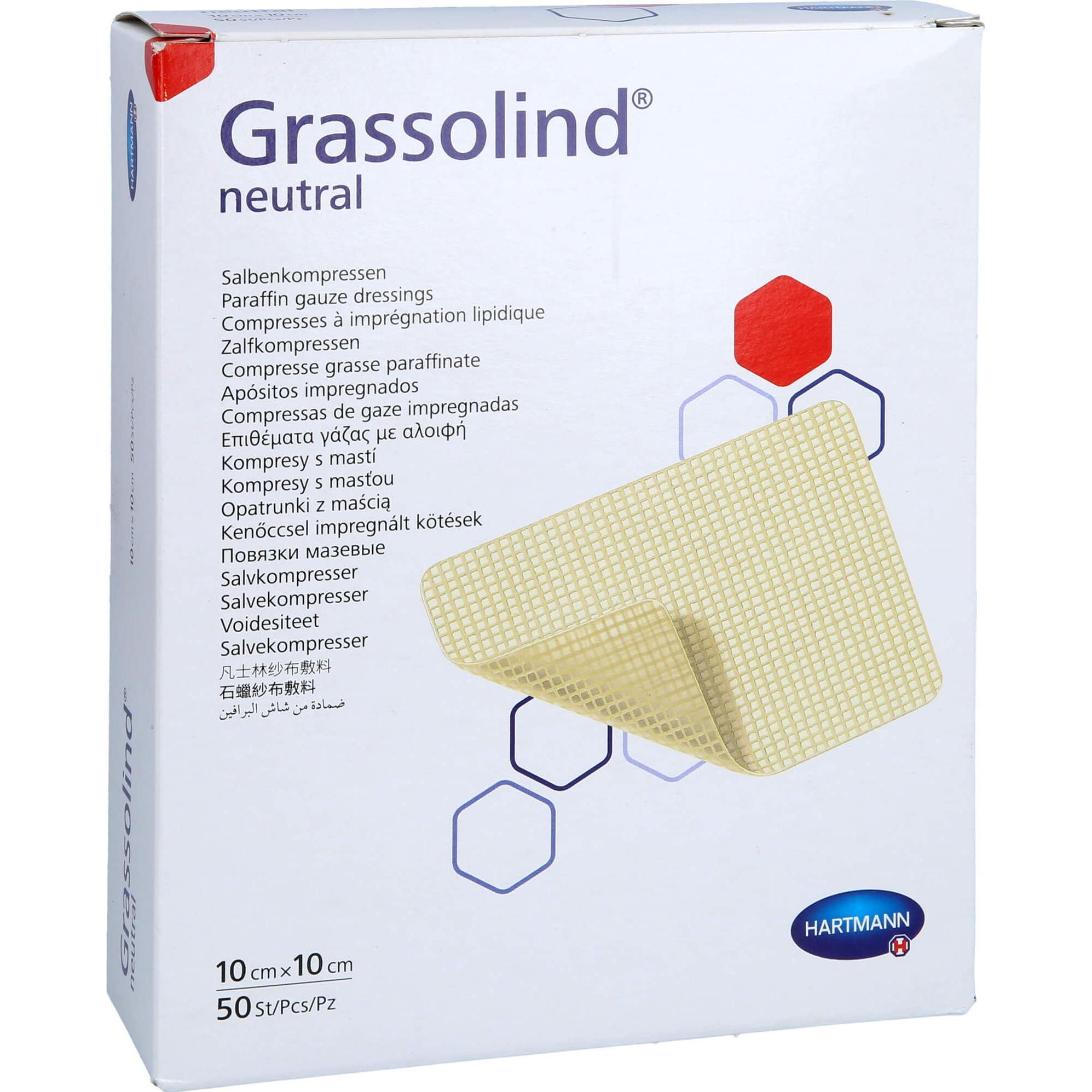 Thumbnail - Hartmann, Verbandsmaterial, GRASSOLIND Salbenkompressen steril 10X10CM, 50 St KOM