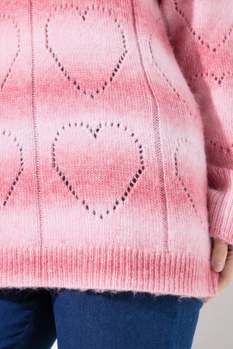 Produktbild Miamoda Pullover, Farbverlauf, Herz-Ajourmuster, V-Ausschnitt, Langarm (48)