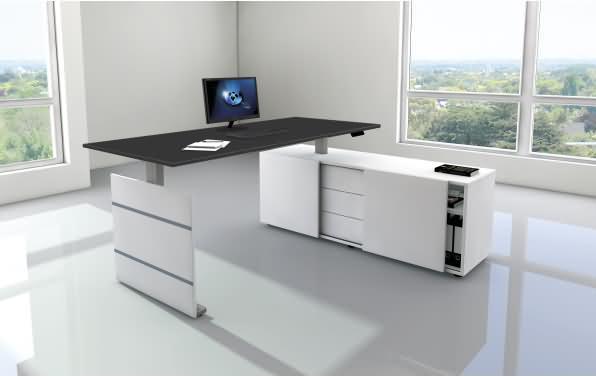 Produktbild Kerkmann Move 3 höhenverstellbarer Schreibtisch anthrazit weiss rechteckig (180 x 80 x 72 cm)