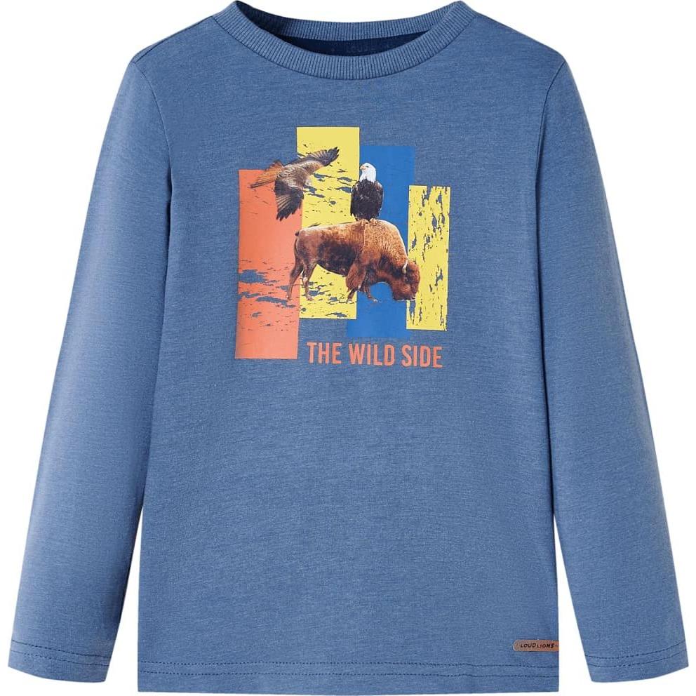 VidaXL, Jungen, Shirt, Kinder-Langarmshirt Blau Melange 92,Material: 60, Blau, (92)