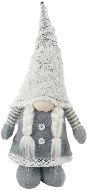 GuGus Deko Wichtel Santa Mädchen stehend L:7cm x B:20cm x H:54cm Farbe: Weiss / Grau