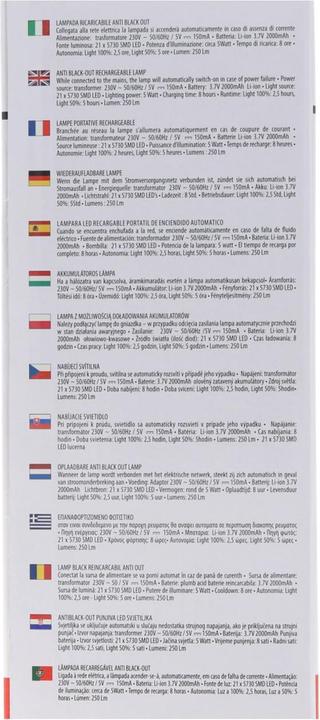 Immagine prodotto Velamp Lampada LED anti black out, luce di emergenza portatile ricaricabile con caricabatterie esterno (250 lm)