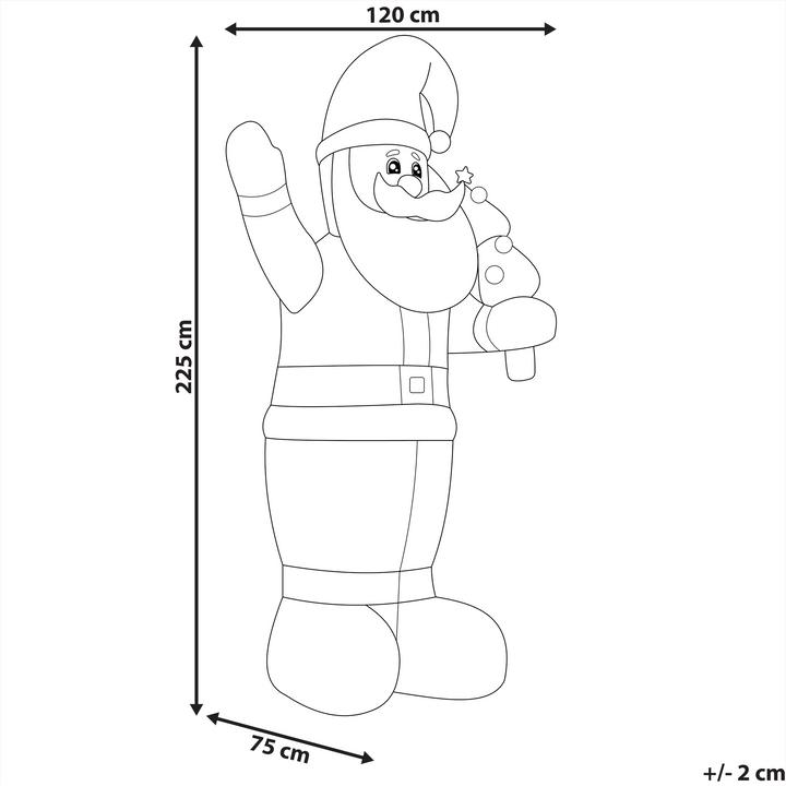 Actual product image Beliani Inflatable Father Christmas with LED Lighting red 225 cm IVALO