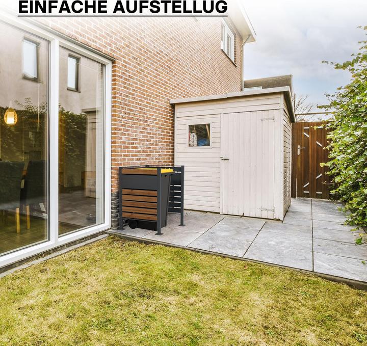 Actual product image Wiltec Waste bin fence for one bin Wood-look waste bin box 60-240l privacy screen