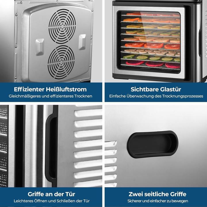 Produktbild Yashe Lebensmittel-Dehydrator mit LED-Display, Temperaturregelung und 9 Edelstahlschalen