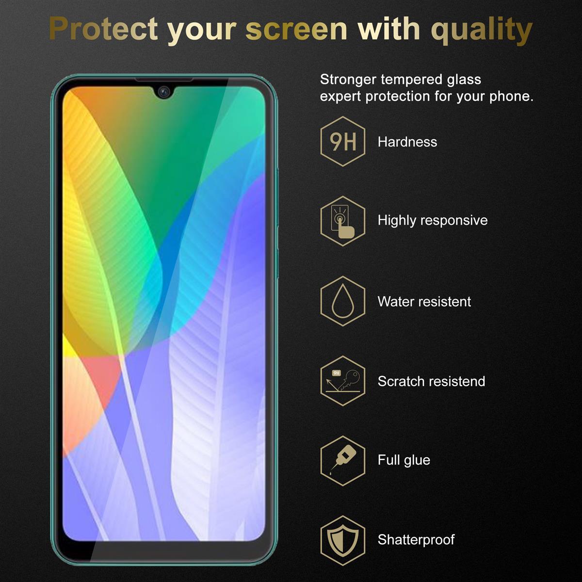 Thumbnail - Cadorabo Displayschutzglas (1 Stück, Huawei Y6p), Smartphone Schutzfolie, Transparent