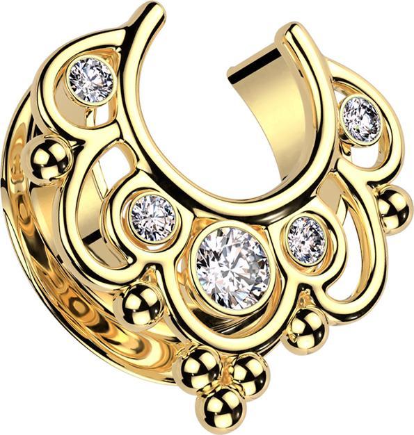 Immagine prodotto Star Piercing Fiori in sella placcati in oro con cristalli d'argento (senza ottone, Acciaio chirurgico 316L)