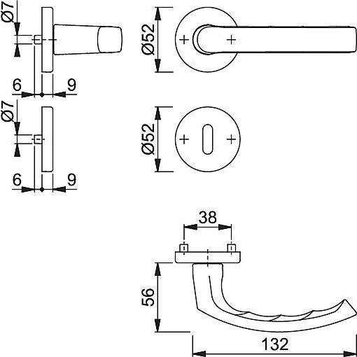 Produktbild Hoppe Luxembourg 199/42KV/42KVS Türgriffgarnitur BB F9 (Türgriff)