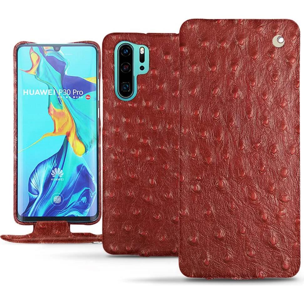 Noreve Lederschutzhülle vertikal (Huawei P30 Pro), Smartphone Hülle, Rot