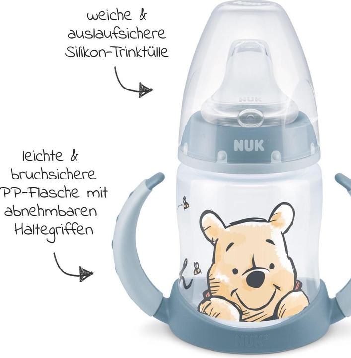 Produktbild NUK Disney Winnie Puuh First Choice Trinklernflasche Temperature Control, 150ml, 6-18 Monate, bla... (150 ml)