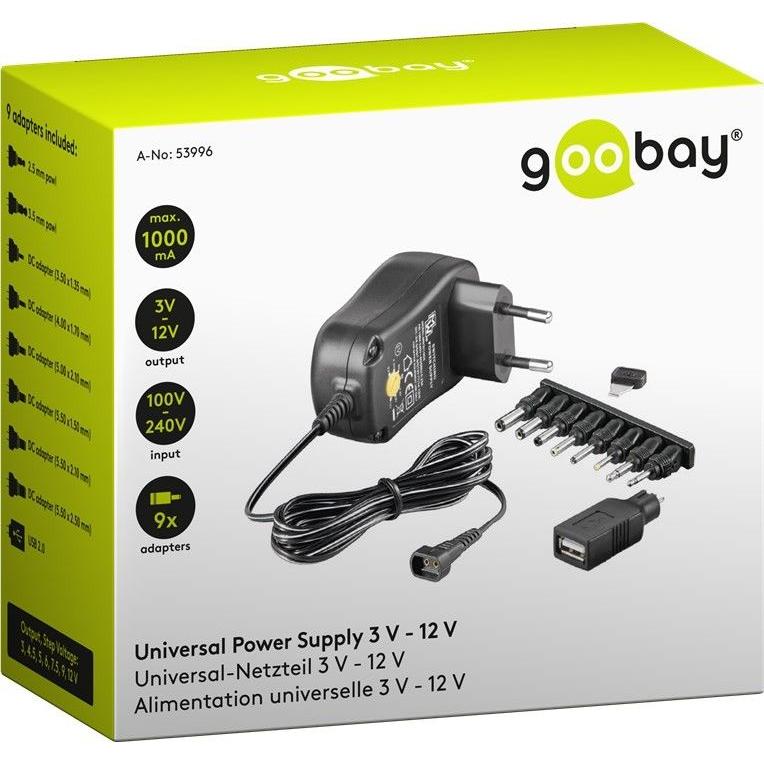 Thumbnail - Goobay Universal-Netzteil 3V-12V 1.0 A, Universalladegerät