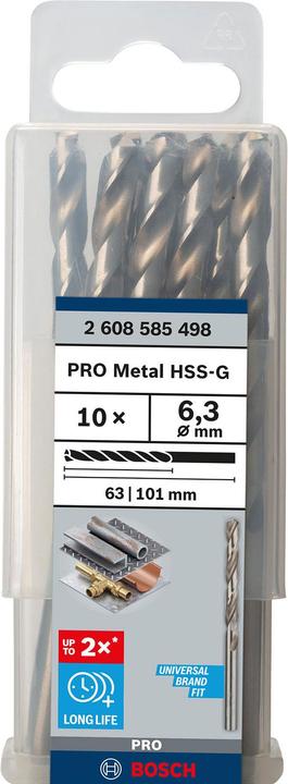 Produktbild Bosch Professional Zubehör PRO Metal HSS-G Spiralbohrer, 6,3 x 63 x 101 mm (6.3 mm)