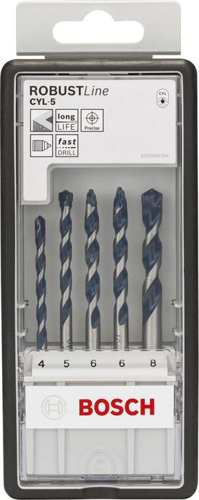 Produktbild Bosch Professional Zubehör 5-tlg. CYL-5 Betonbohrer-Set, Robust Line, 4–8 mm (4.00 mm, 5.0 mm, 6.0 mm, Ø 8.0 mm)