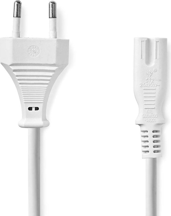 Produktbild Nedis Stromkabel | Euro Männlich | IEC-320-C7 | Gerade | Gerade | Vernickelt | 3.00 m | Flach | PVC (3 m)
