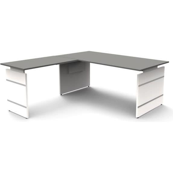 Kerkmann, Schreibtisch, Schreibtisch Form4 180 Wangen-Gestell 180x80x68-76cm / Anbau 100x60cm grafit