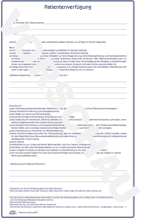 Actual product image Avery 10 Living will forms 2837