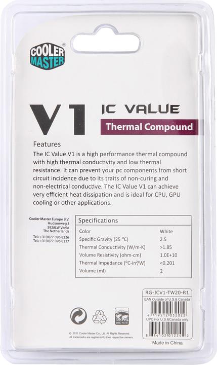 Image du produit Cooler Master Valeur IC V1 (1.85 W/m K, 2.50 g)