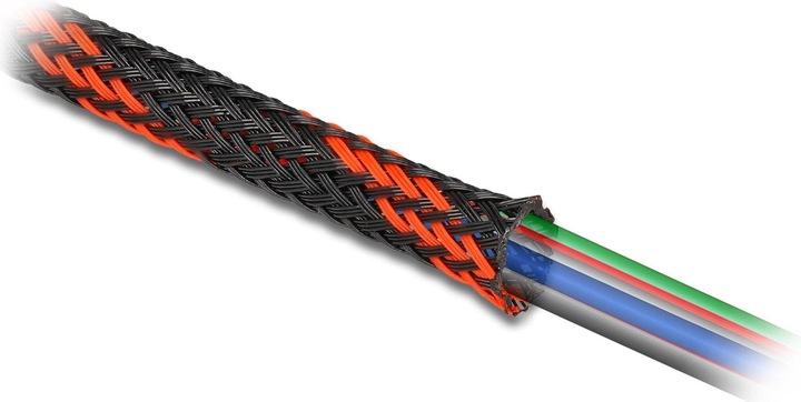 Produktbild Delock Geflechtschlauch dehnbar 2 m x 50 mm schwarz-rot (Kabelschlauch, 200 cm)