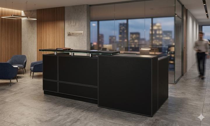 Actual product image Jet-Line Reception counter Philadelphia black 2.5 m (250 x 90 x 105 cm)
