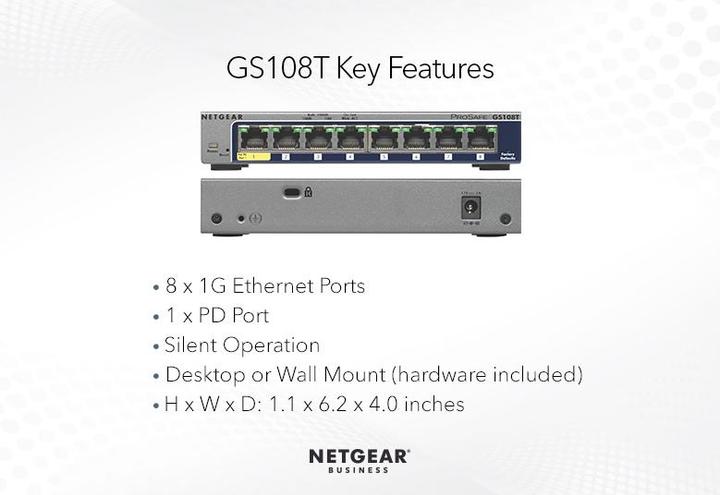 Actual product image Netgear GS108T-300PES (8 Ports)