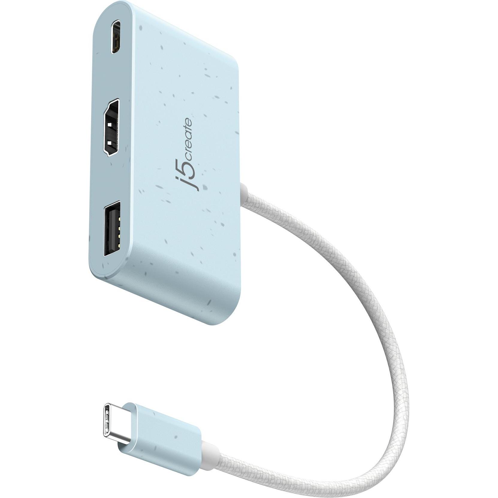 j5Create JCA379EC-N Umweltfreundlicher USB-C-zu-HDMI™- & USB™-Anschluss Typ A mit Power Delivery (USB-C, 3 Ports), Docki...