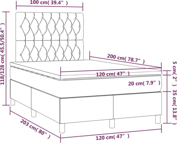 Produktbild vidaXL Boxspringbett (120 x 200 cm)
