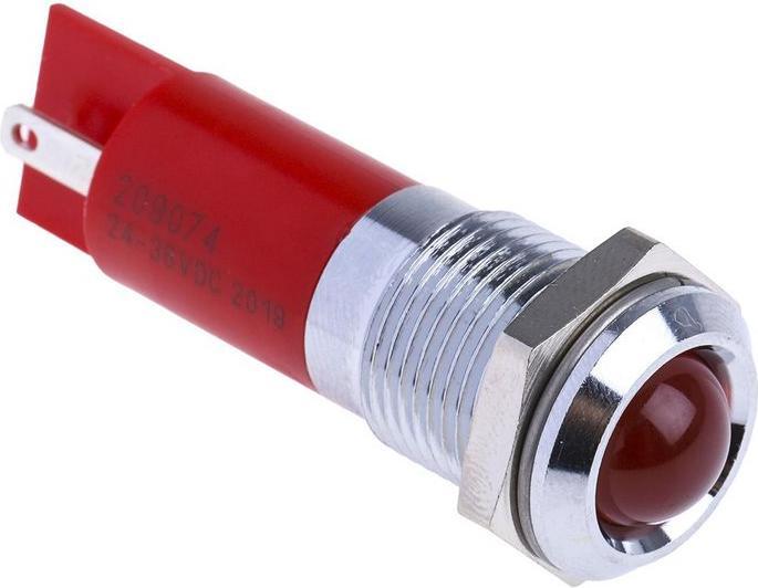 Produktbild RS PRO LED erhaben 14mm chrom 24-36Vdc rot