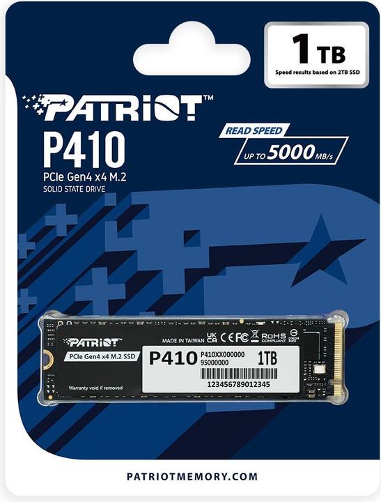 Actual product image Patriot SSD 1TB M.2 P410 PCIe 4.0 5000/4500 (1000 GB, M.2)