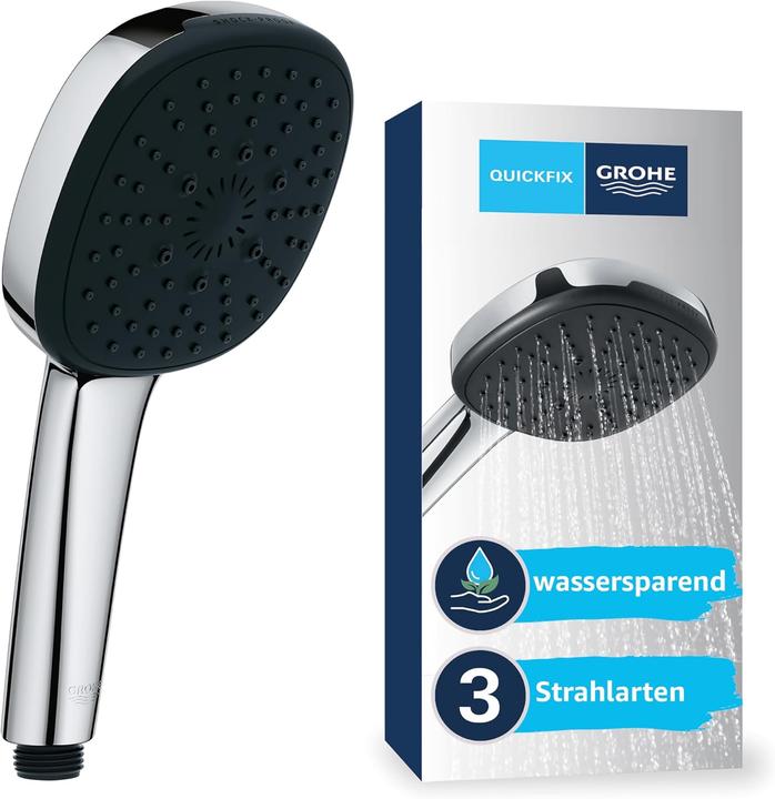 Produktbild Grohe Vitalio Comfort 110 QuickFix Handbrause, intelligente Strahlumstellung, wassersparend, 3 Strahlarten (3 Strahlarten, 7.40 l/min)