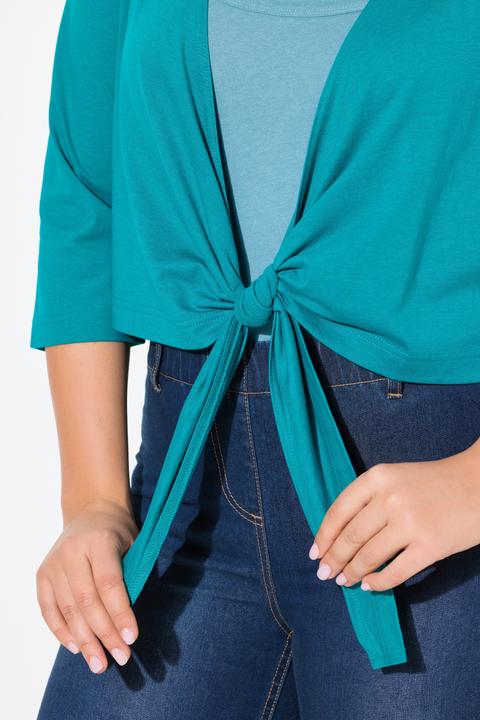 Image du produit Ulla Popken Boléro en jersey noué à la taille. Veste courte à manches 3/4 (46, 48)