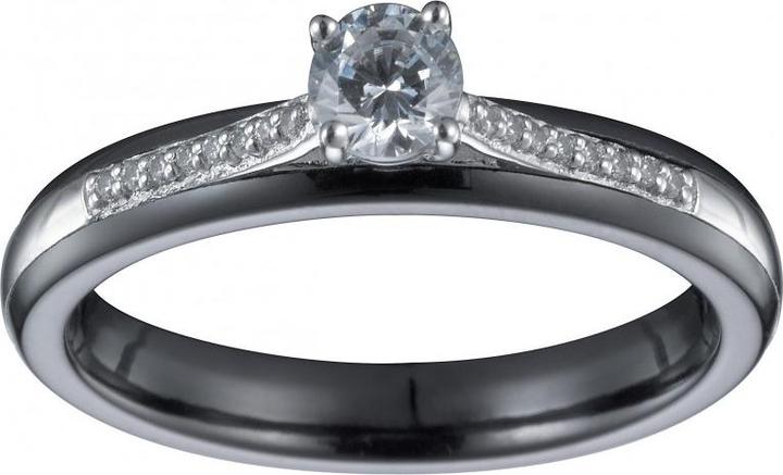 Actual product image Ceranity Silver Ring - Black Ceramic - Zirconia (52)