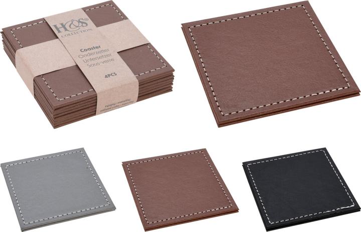 Actual product image Koopman COASTER PU 4PCS 10X10CM 3ASS (4 x, Glass coaster)