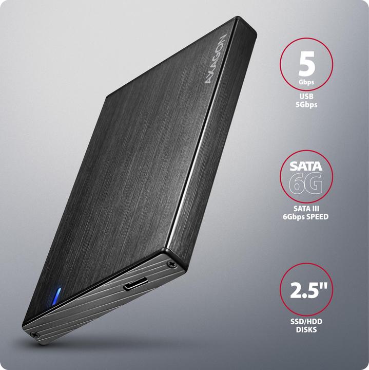 Actual product image Axagon EE25-XA6C 2,5 "USB3.0 HDD Sata Aline Box Schwarz (2.5")