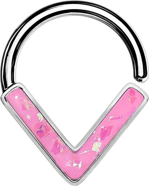 Immagine prodotto Star Piercing Anello Micro Piercing in argento Angolo con Opale rosa (senza ottone, Acciaio chirurgico 316L)