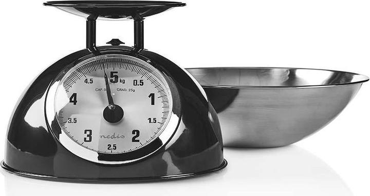Actual product image Nedis Kitchen Scale - Retro Household - 5 kg Weighing Capacity - Removable Stainless Steel Bowl - 25 g
