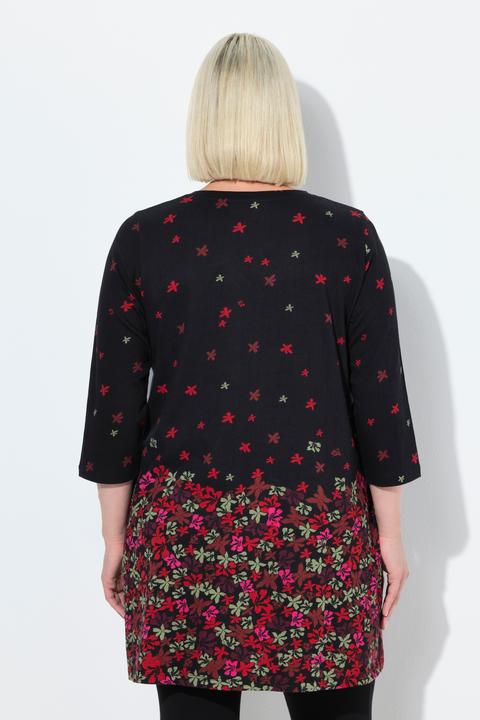 Produktbild Ulla Popken Longshirt, bedruckt, A-Linie, V-Ausschnitt, 3/4-Arm (58)