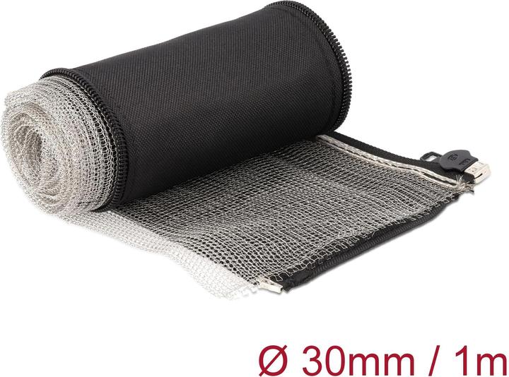 Image du produit Delock Gaine tressée CEM avec fermeture éclair résistante à la chaleur 1 m x 30 mm noir (Gaines pour câbles, 100 cm)