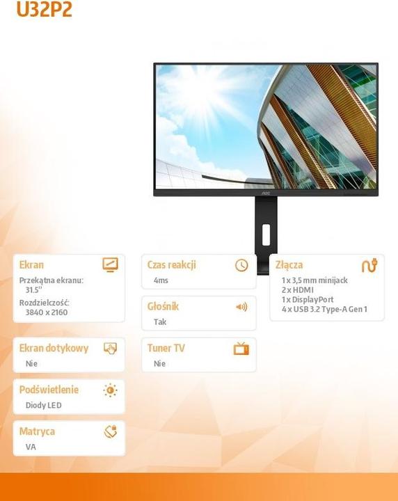 Immagine prodotto AOC U32P2 (3840 x 2160 pixel, 31.50")